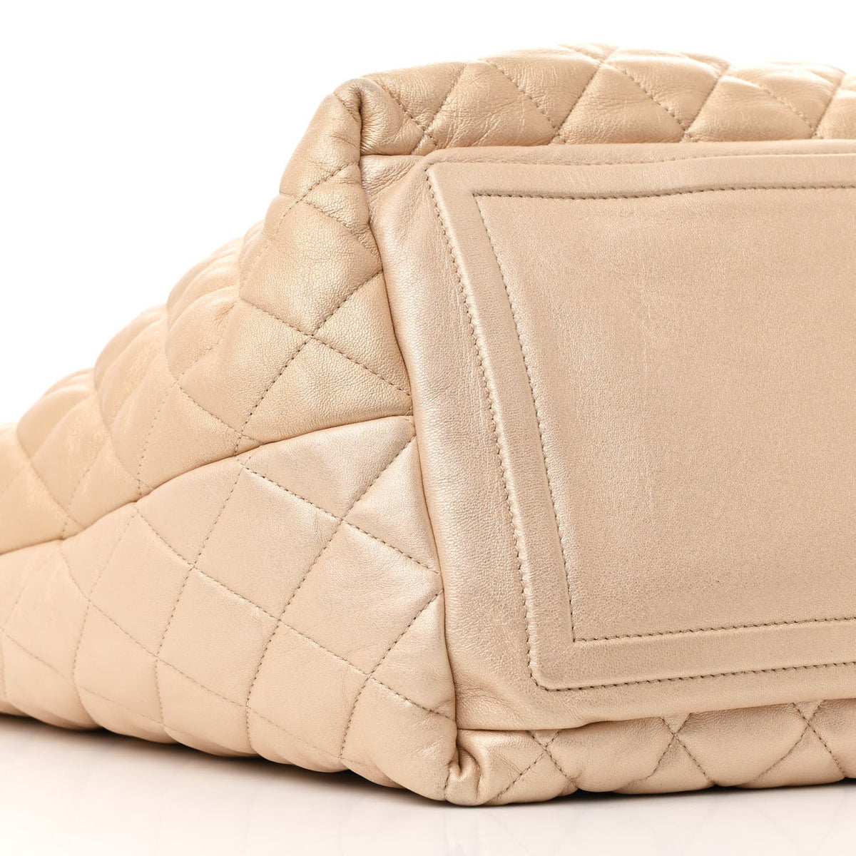 Metallic Lambskin Quilted Large Coco Cocoon Tote Light Gold