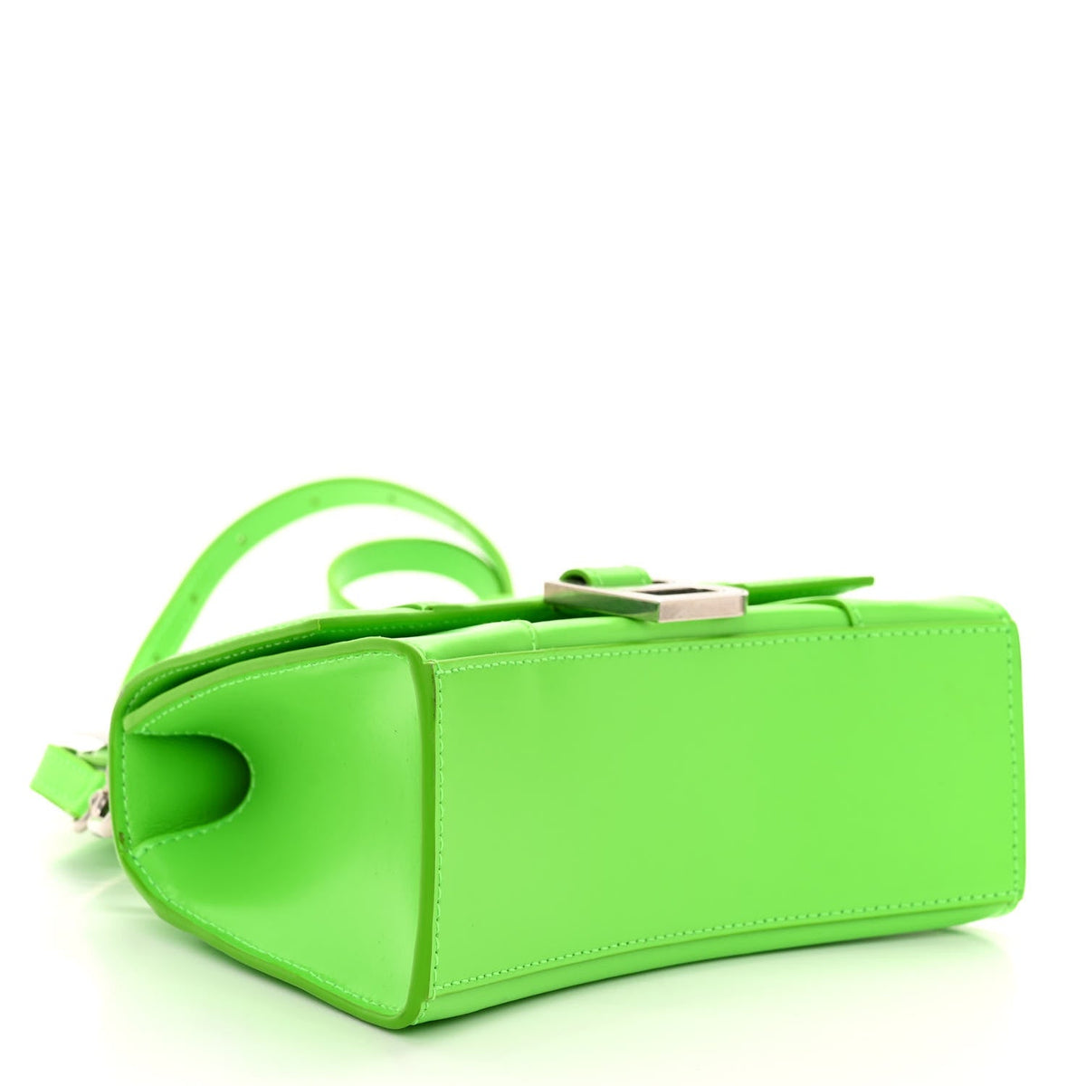 Shiny Box Calfskin Hourglass Top Handle Bag XS Fluo Green