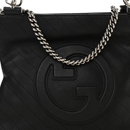 Sakai Be Green Calfskin Diagonal Stitched Small Blondie Tote Black