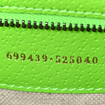 GG Supreme Monogram Textured Dollar Calfskin Web Ophidia Wristlet Shoulder Bag Beige Ebony Green