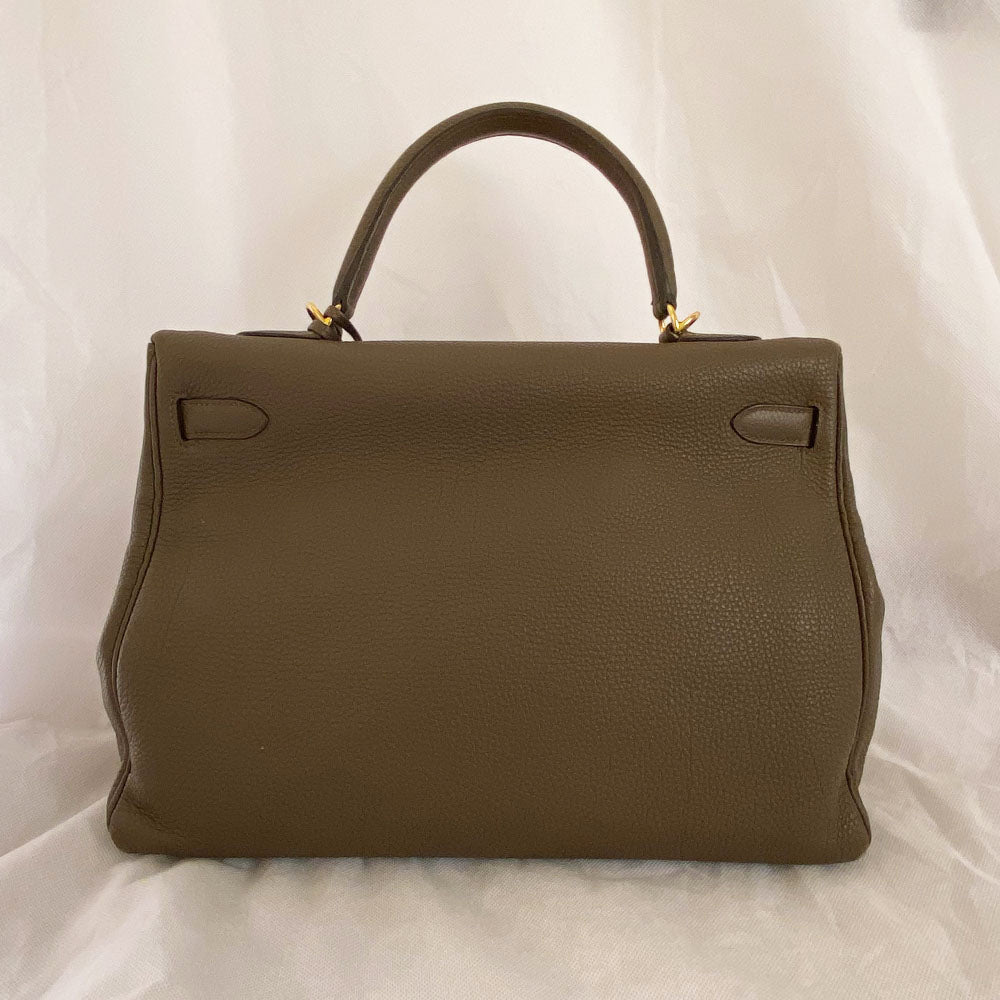 Hermès Kelly 35 Etain Togo Leather Handbag