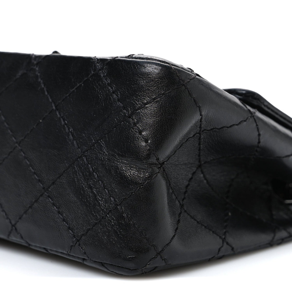 Aged Calfskin Quilted 2.55 Reissue Mini Flap So Black