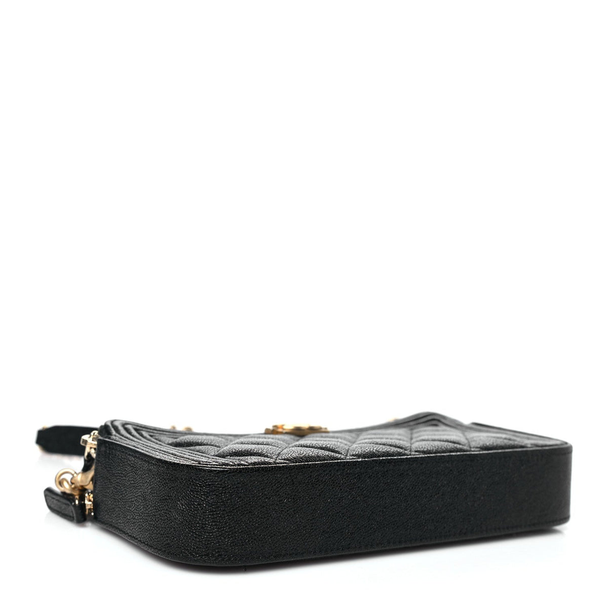Caviar Quilted Small Boy Clutch With Chain Black