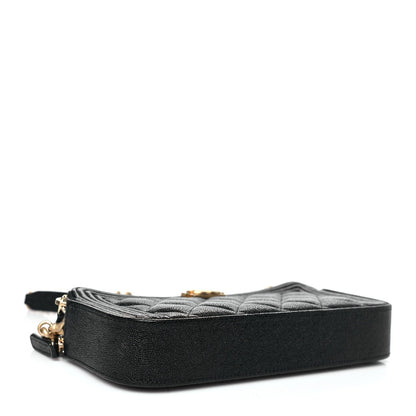 Caviar Quilted Small Boy Clutch With Chain Black
