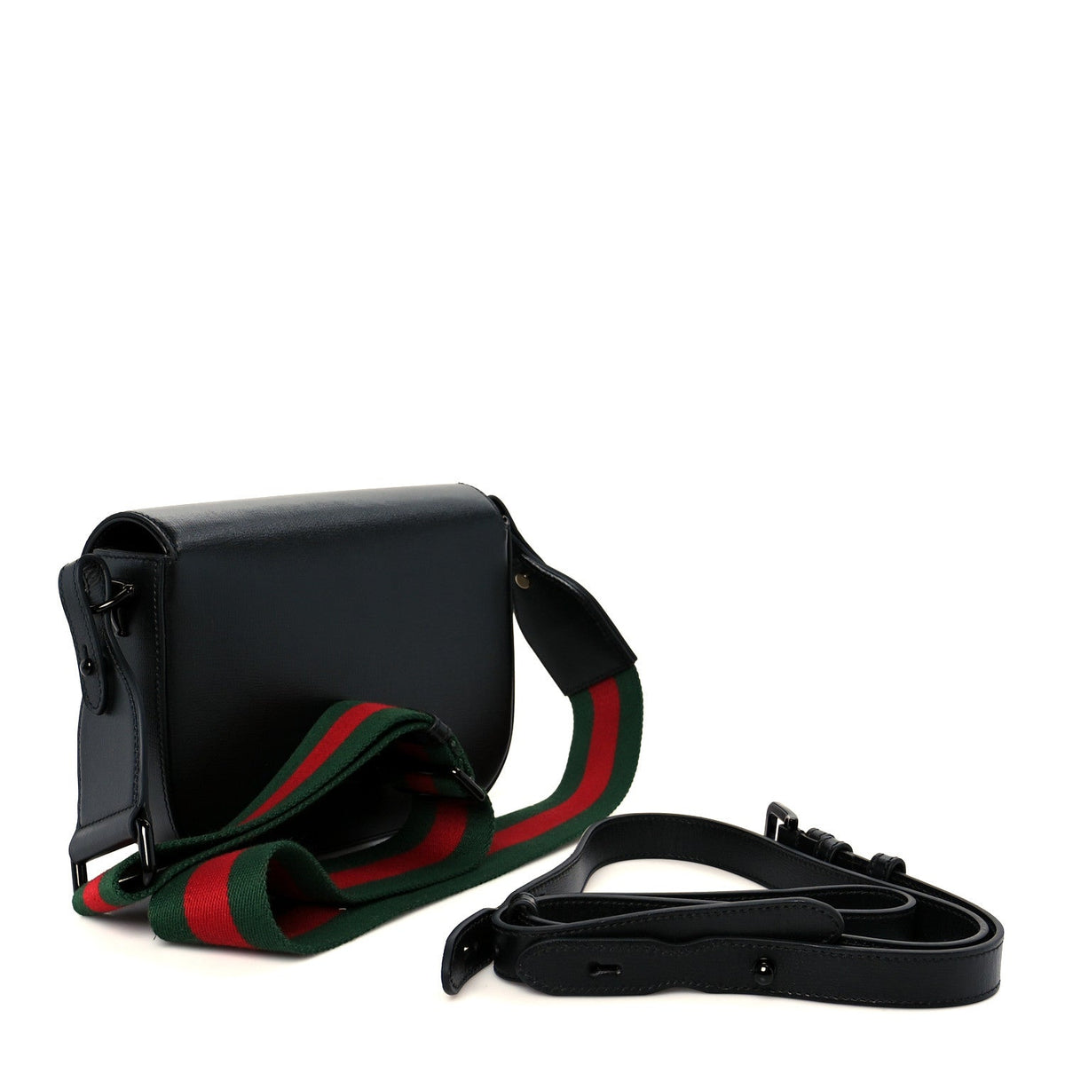Azalea Calfskin Web Monochrome Small Horsebit 1955 Shoulder Bag Black