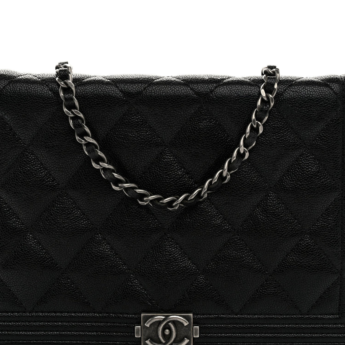 Caviar Quilted Boy Wallet On Chain WOC Black