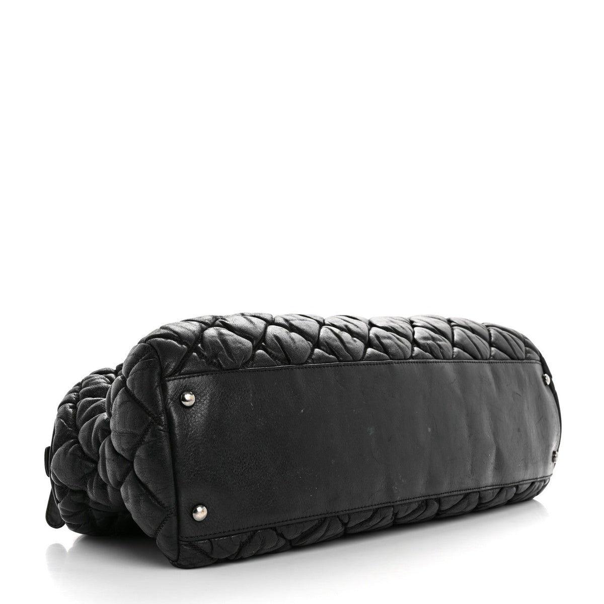 Calfskin Bubble Quilt Bowler Black