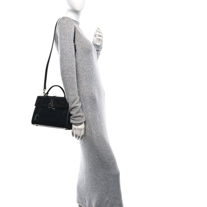 Shiny Calfskin Le Fermoir Top Handle Bag Small Black
