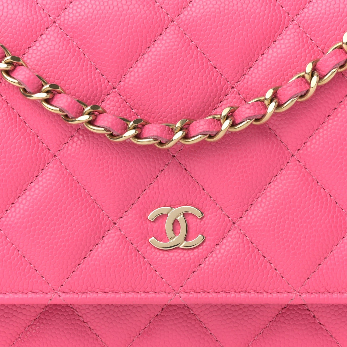 Caviar Quilted Wallet On Chain WOC Rose