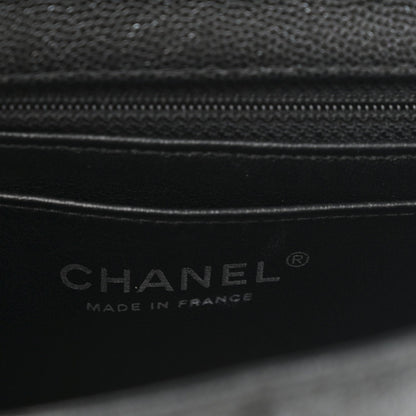Iridescent Caviar Quilted Mini Rectangular Flap Black
