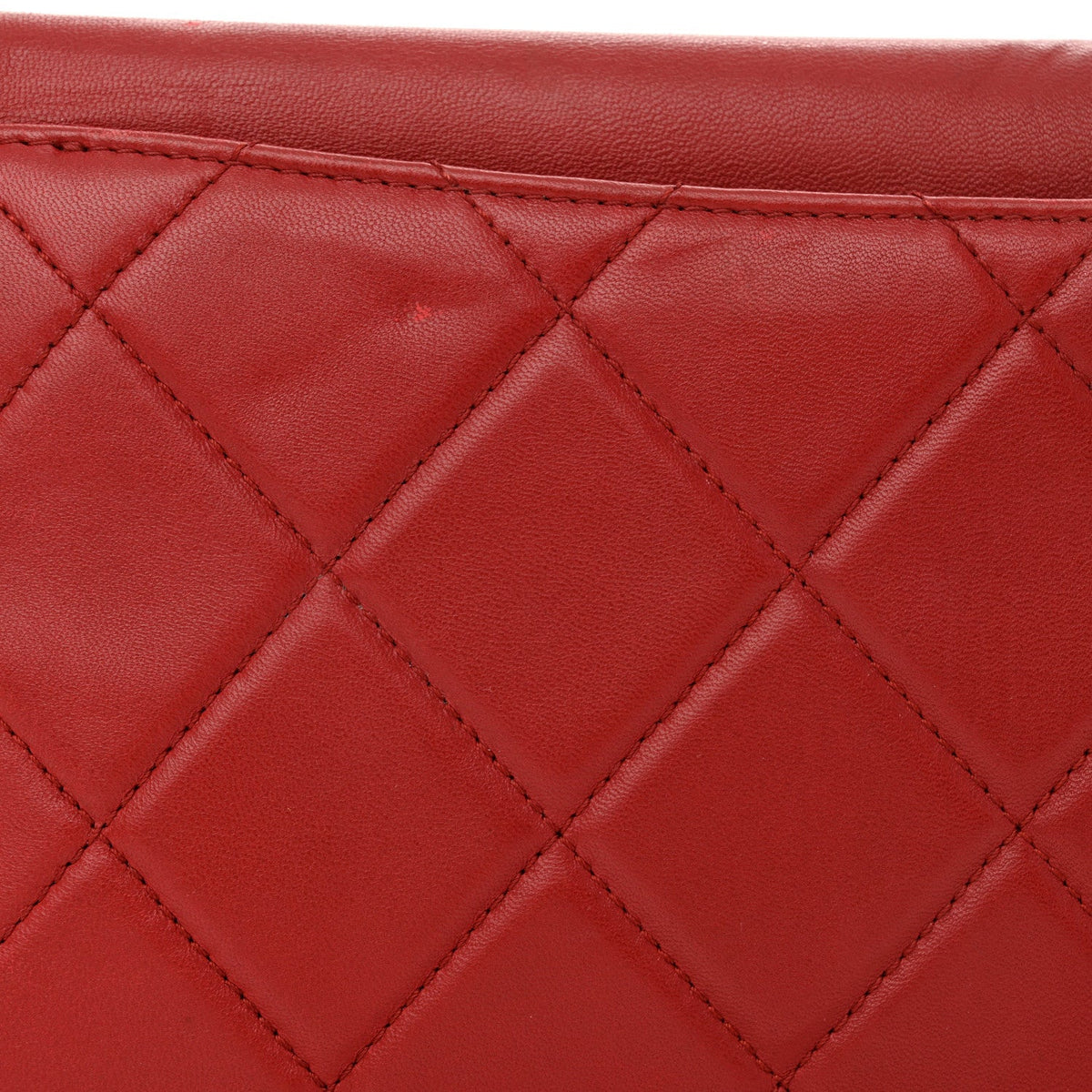 Lambskin Quilted Retro Label Clutch Red