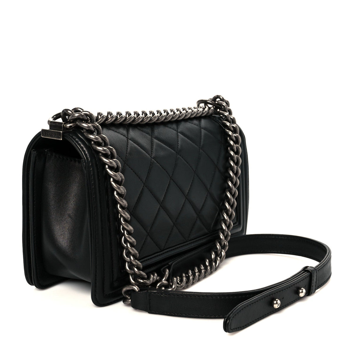 Calfskin Quilted Medium Boy Flap Black
