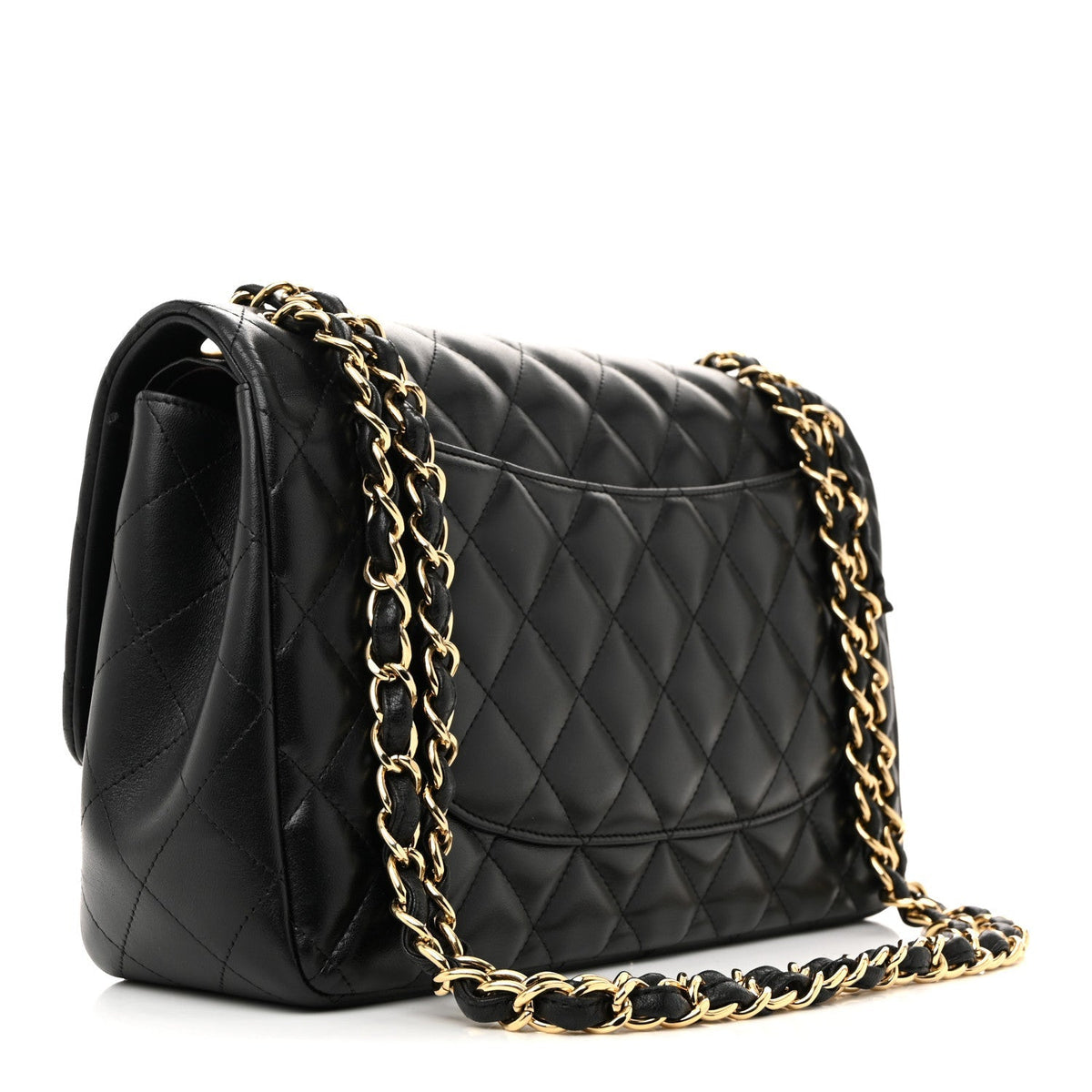 Lambskin Quilted Jumbo Double Flap Black