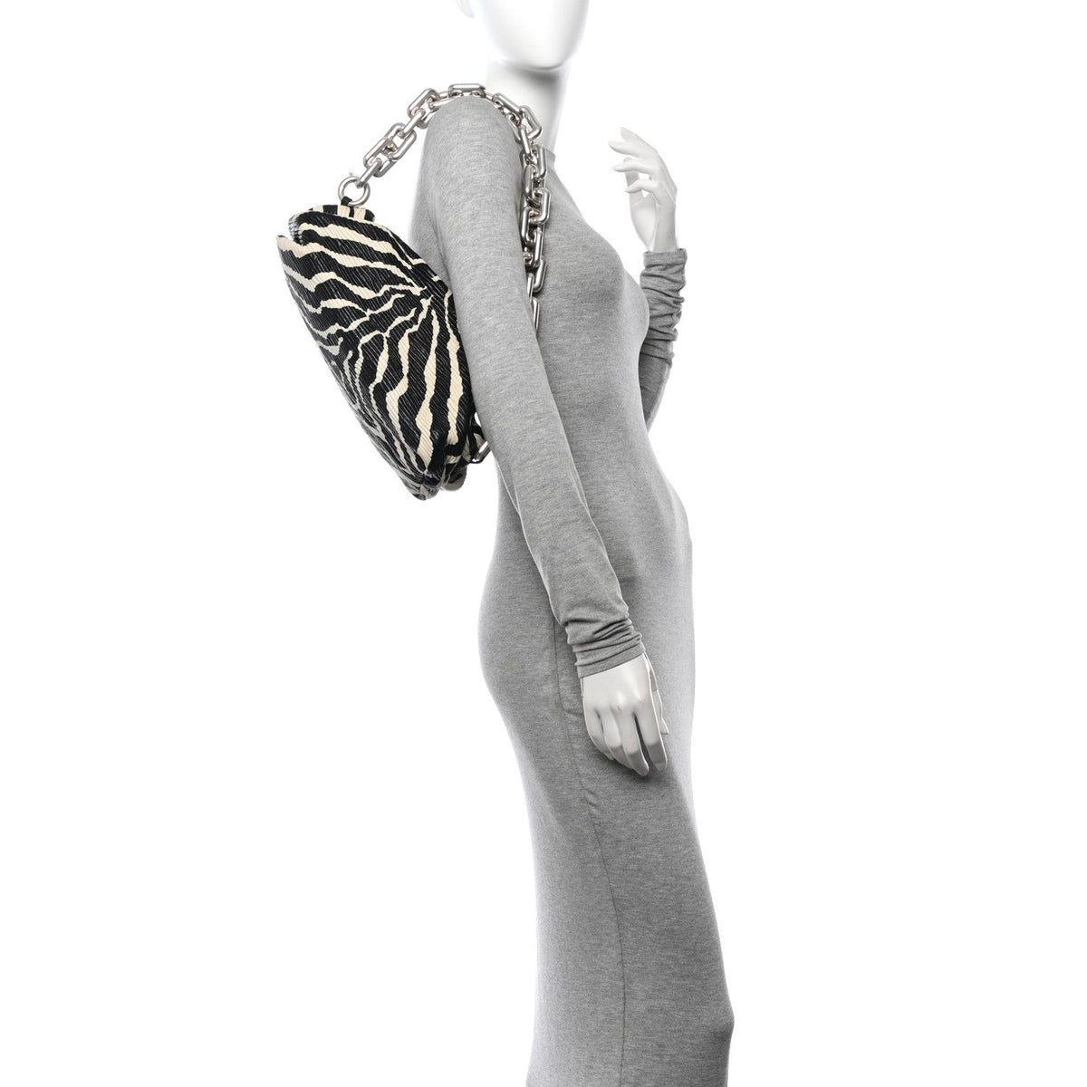 Nappa Zebra Print The Pouch Chain White Black