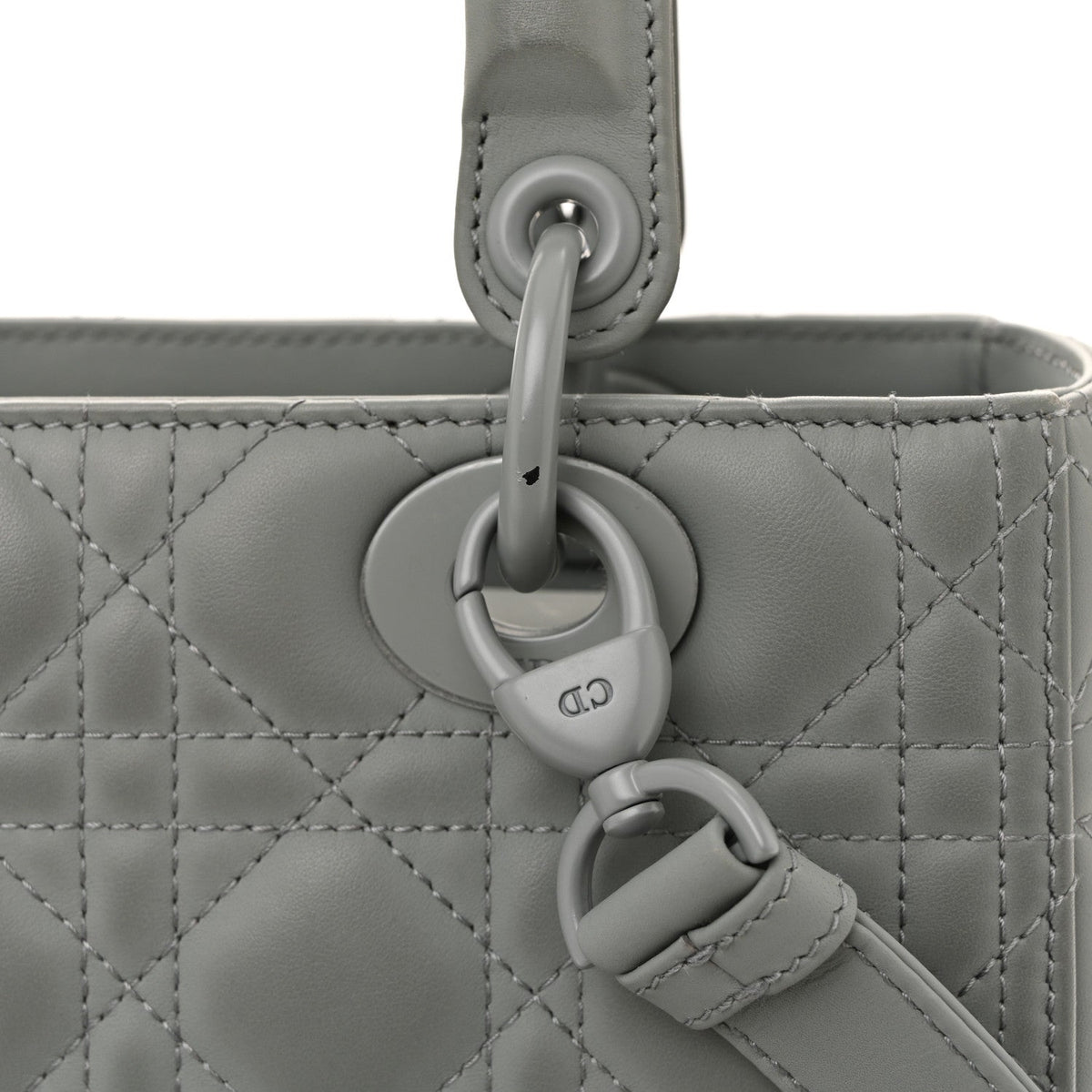 Ultra Matte Calfskin Cannage Medium Lady Dior Grey Stone