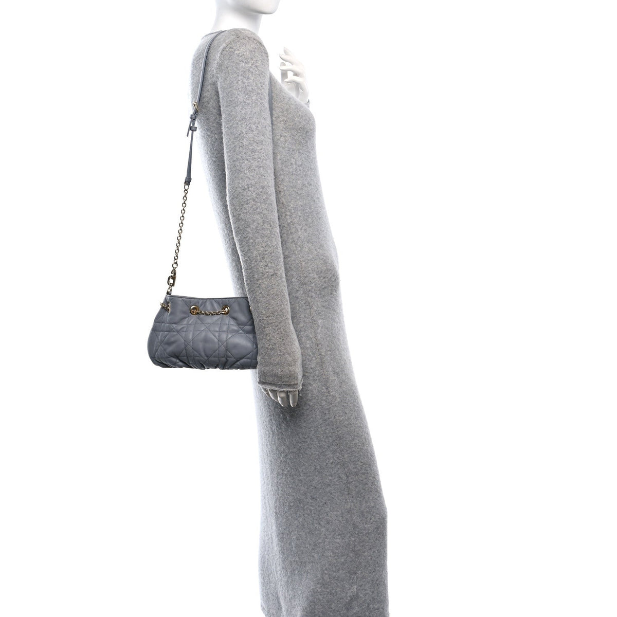 Lambskin Supple Macrocannage Small Ammi Bag Grey
