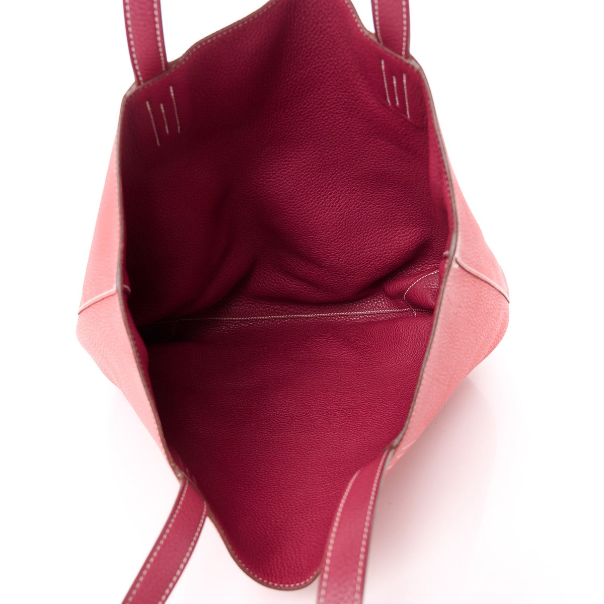Taurillon Clemence Double Sens 36 Reversible Tote Rubis Bougainvillea