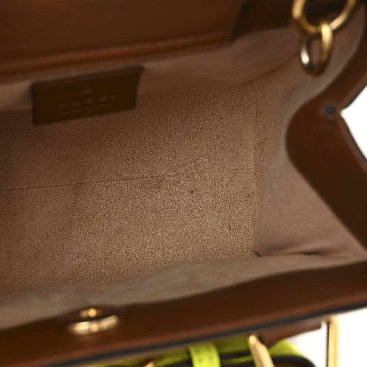 Wonka Grain Calfskin Mini Diana Tote Bag Cuir Yellow Fluo