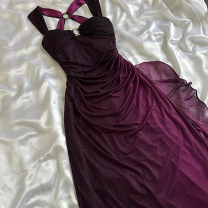 Vintage Straps Prom Dress Chiffon Long Evening Dress MD7412
