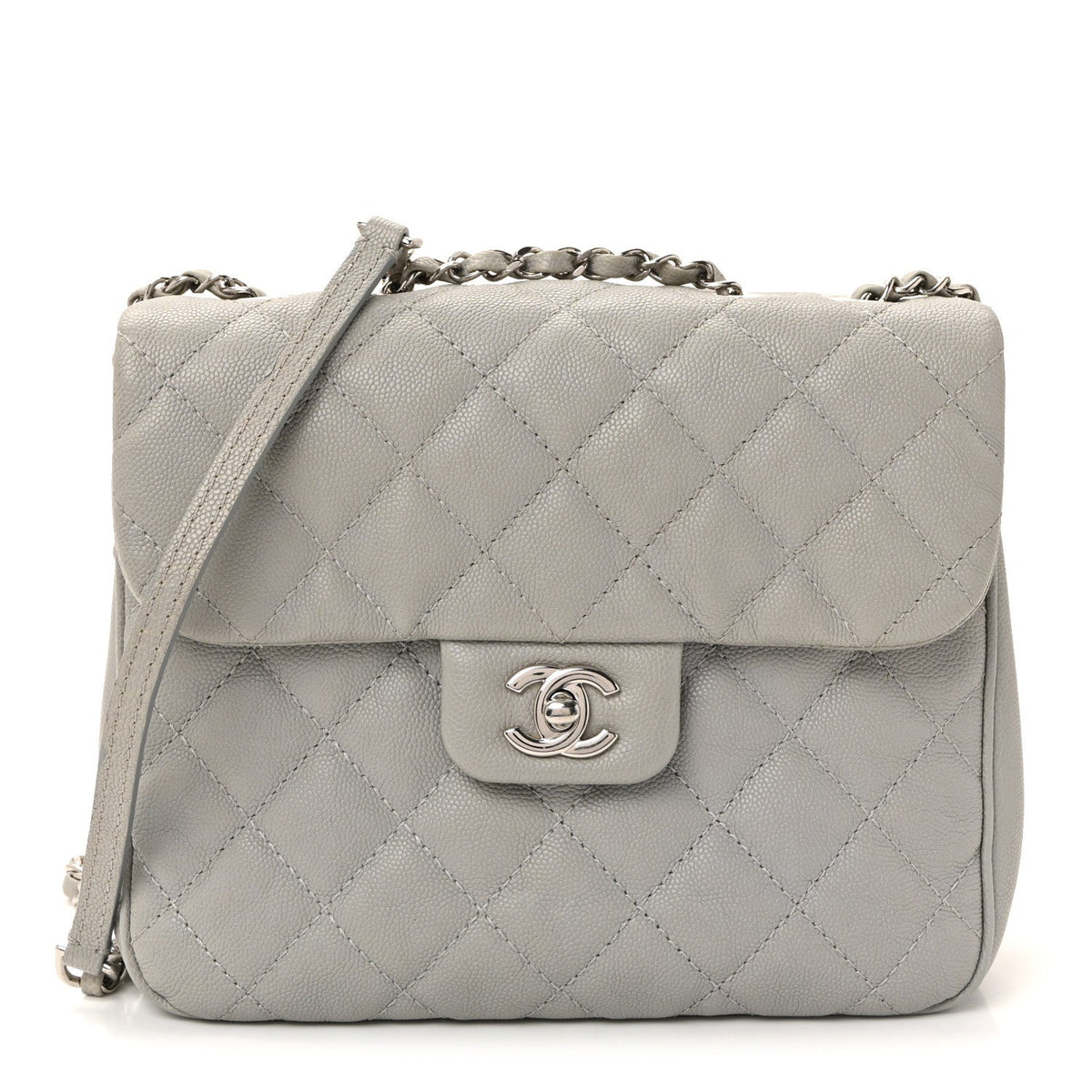 Caviar Quilted Medium Urban Companion Flap Grey