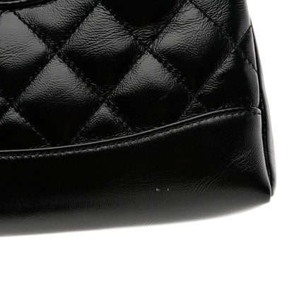 Shiny Crumpled Calfskin Quilted Nano 31 Shopping Bag Black