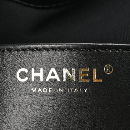 Shiny Calfskin Quilted Small Chanel 25 Handbag Black
