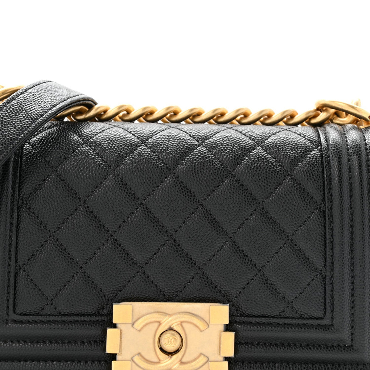 Caviar Quilted Small Boy Flap Black