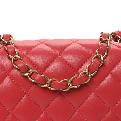 Lambskin Quilted Mini Square Flap Red