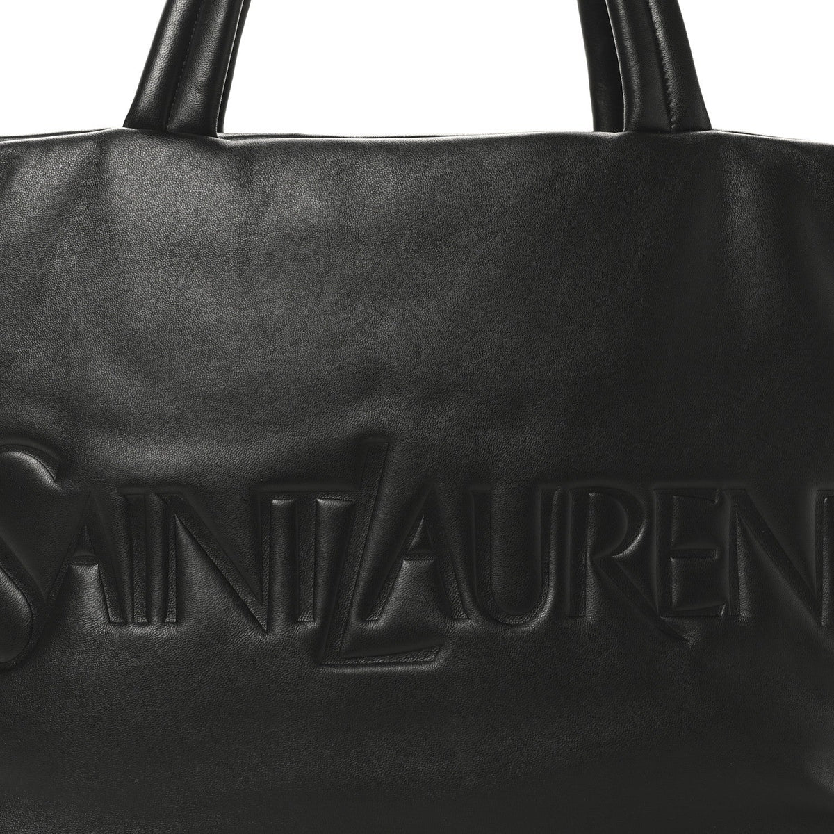 Lambskin Wide Puffer Tote Black