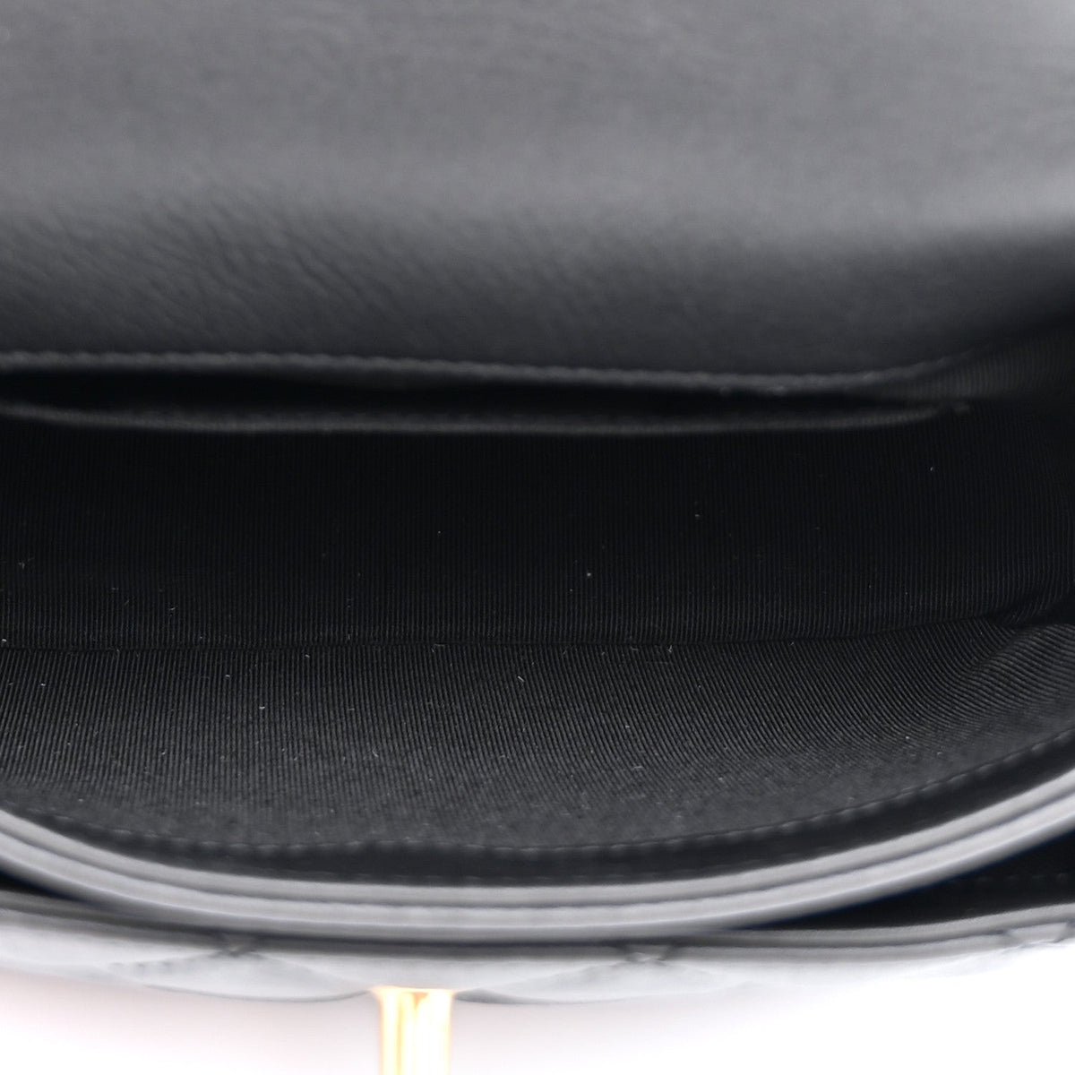 Calfskin Quilted Top Handle Flap Black