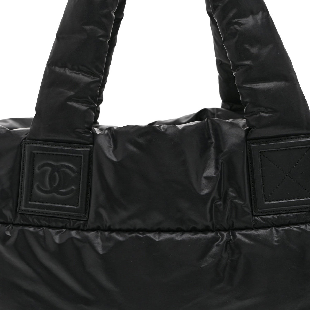 Nylon Quilted Large Coco Cocoon Reversible Tote Black