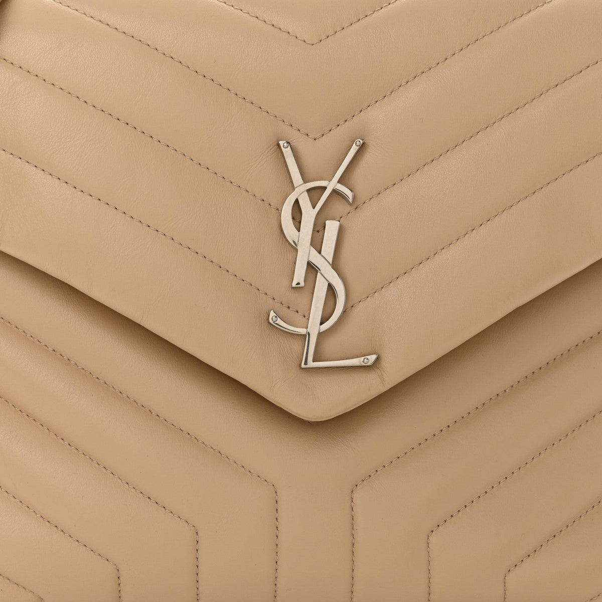 Calfskin Y Quilted Monogram Medium Loulou Chain Satchel Nude Powder