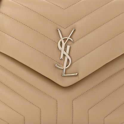 Calfskin Y Quilted Monogram Medium Loulou Chain Satchel Nude Powder