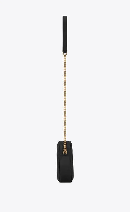 SAINT LAURENT VINYLE ROUND QUILTED GRAIN LEATHER ROUND BAG