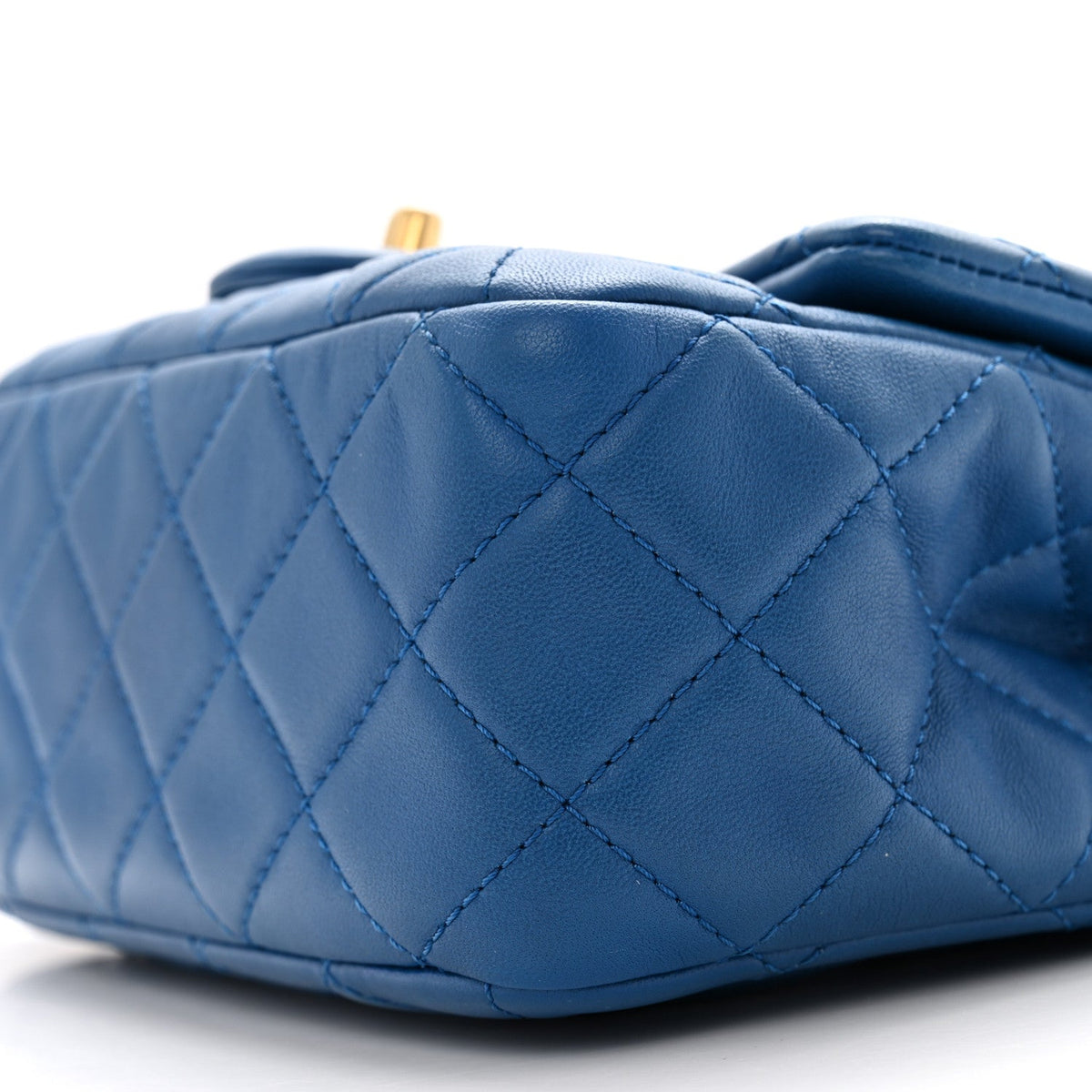 Lambskin Quilted Mini Pearl Crush Flap Blue