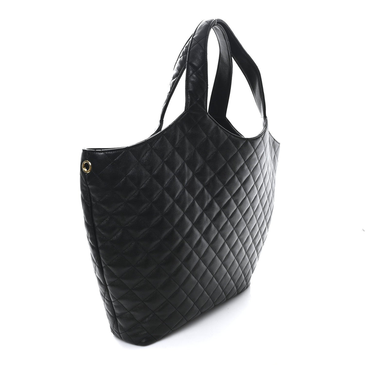 Lambskin Quilted Maxi Icare Shopping Tote Black