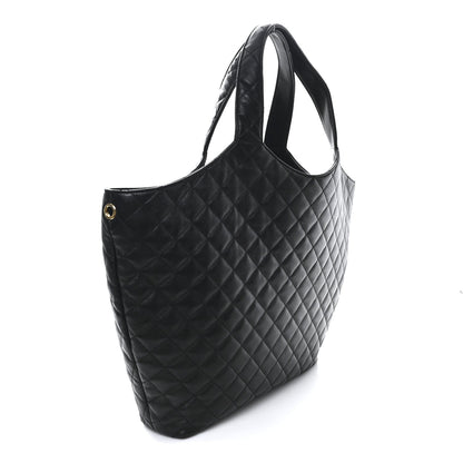 Lambskin Quilted Maxi Icare Shopping Tote Black