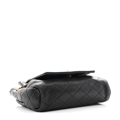Lambskin Quilted Monogram Mini Nolita Black