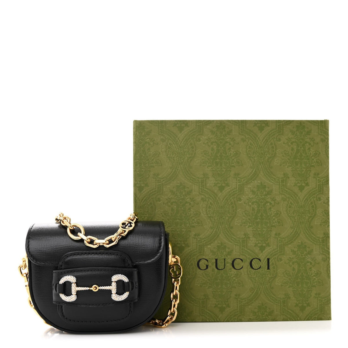 Azalea Calfskin Crystal Horsebit 1955 Belt Bag Black