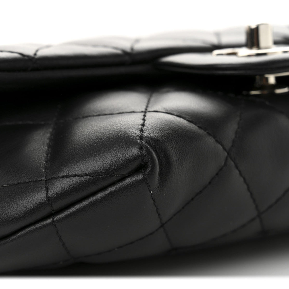 Calfskin Quilted CC Uniform Flap Belt Bag Black