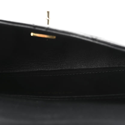 Lambskin Quilted CC Pocket Clutch With Chain Black