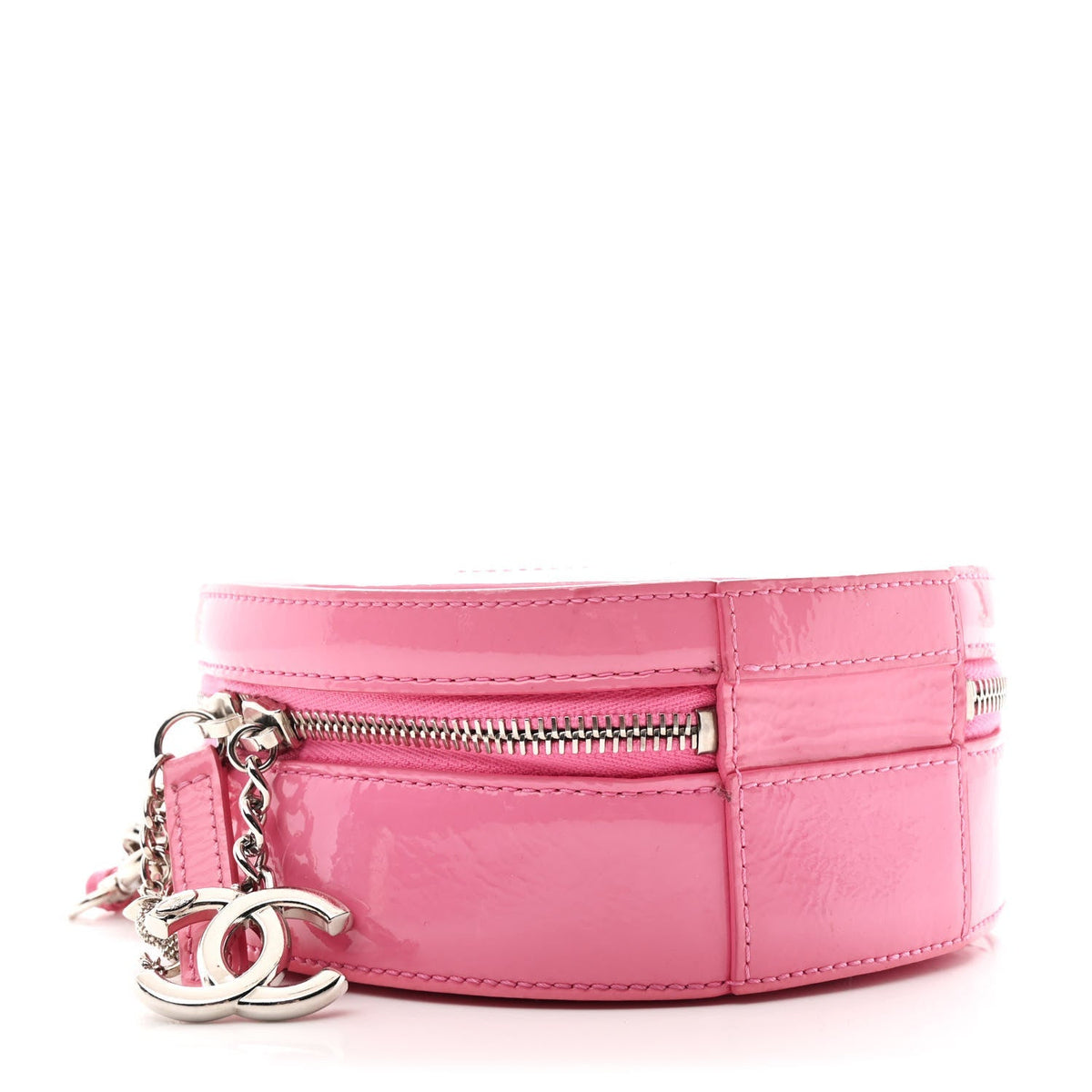 Glazed Calfskin Round As Earth Evening Bag Pink