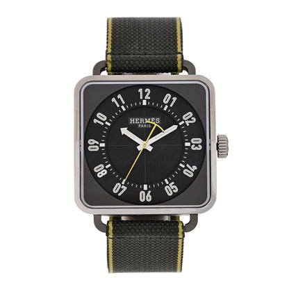 Stainless Steel Fabric 38mm Carre H Automatic Watch Gris Perle