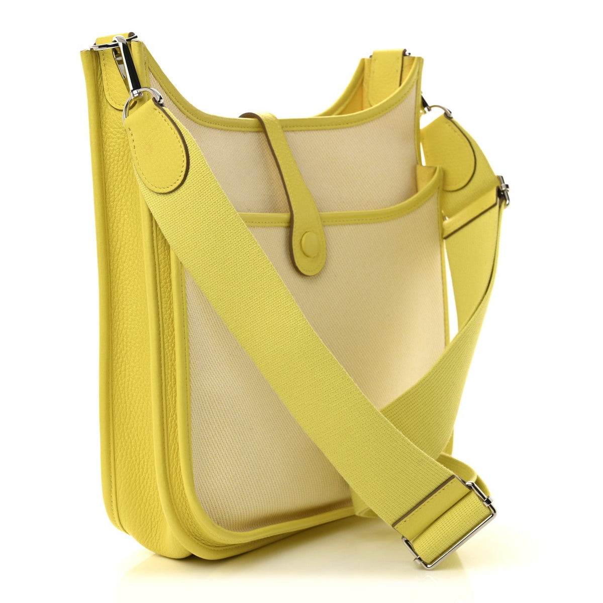Toile H Taurillon Clemence Evelyne III PM Ecru Citron Lime