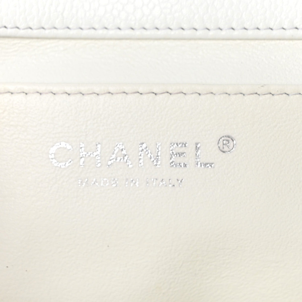 Caviar Quilted Clutch With Chain Flap White