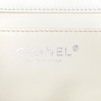 Caviar Quilted Clutch With Chain Flap White