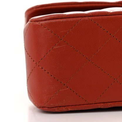 Lambskin Quilted Small Double Flap Red
