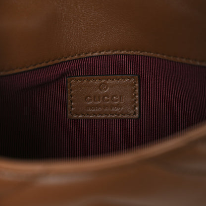 Lambskin Matelasse Mini GG Marmont Shoulder Bag Brown
