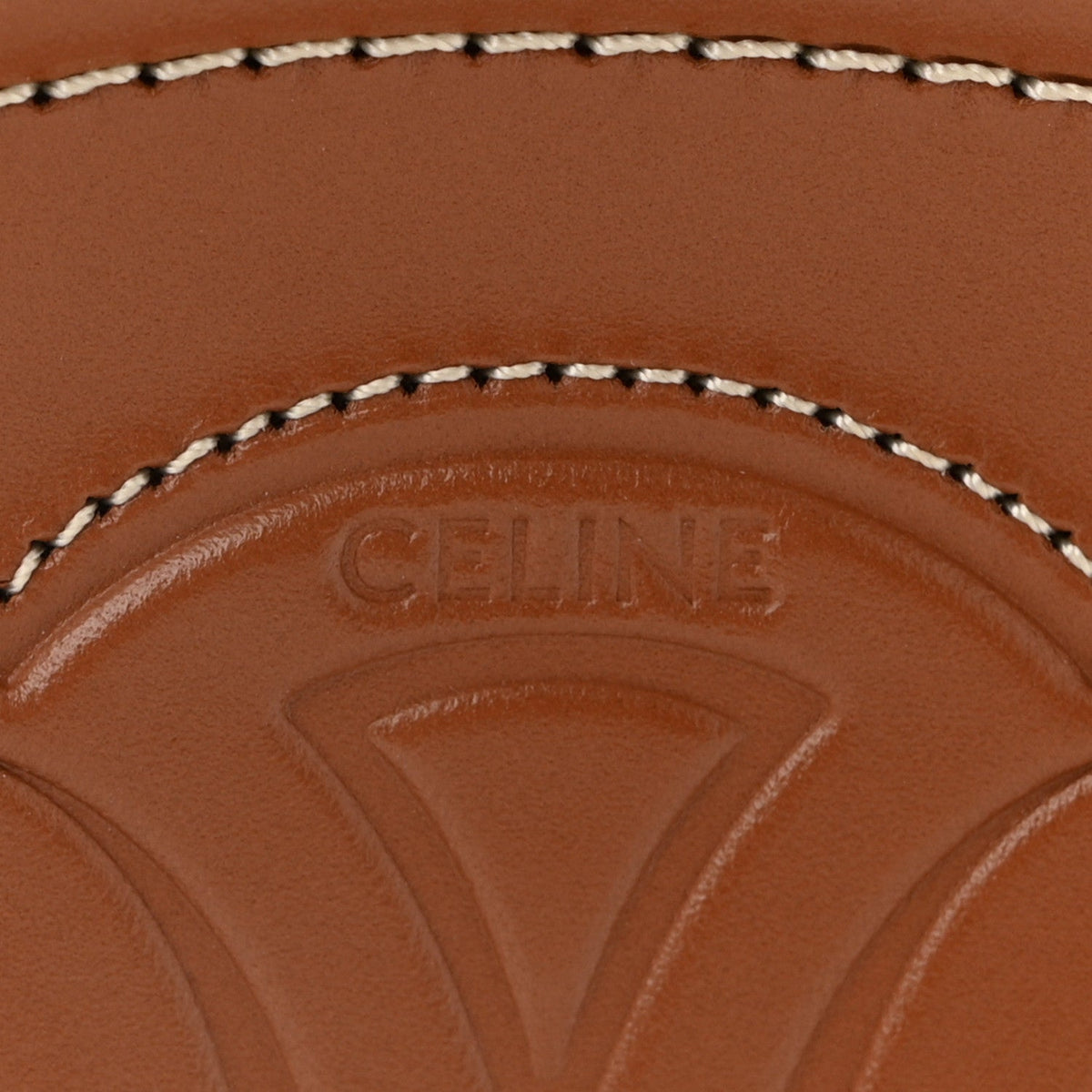 Calfskin Cuir Small Triomphe Oval Crossbody Purse  Tan