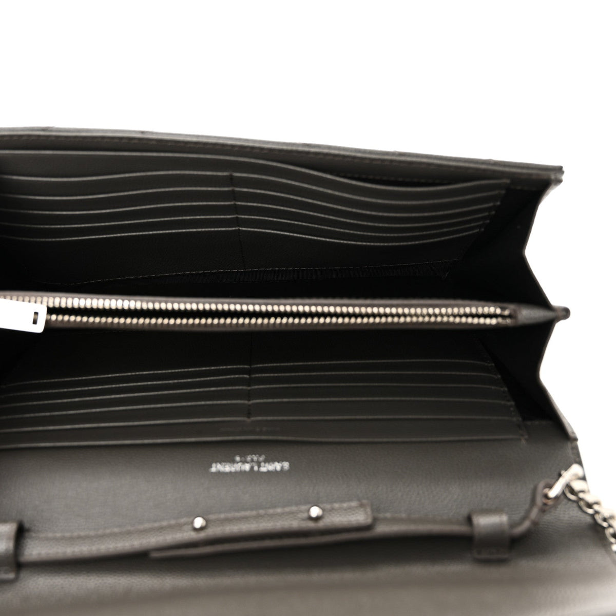 Grain De Poudre Matelasse Chevron Monogram Chain Wallet Fog
